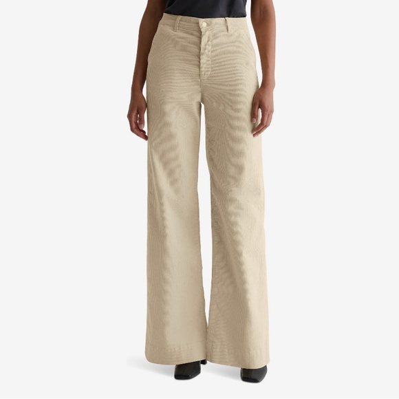 NWT AG Jeans Tailored Devin High-Rise Ultra Wide Leg Corduroy Pant in Opal Stone - Picture 1 of 14